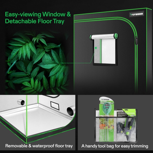 Details about   Mylar Hydroponic Grow Tent with Observation Window and Floor Tray Plant Growing 