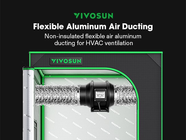 VIVOSUN 6 Inch 8 Feet Non-Insulated Flex Air Aluminum Ducting for  Ventilation w/ 2pcs 6 Inch Stainless Steel Clamps