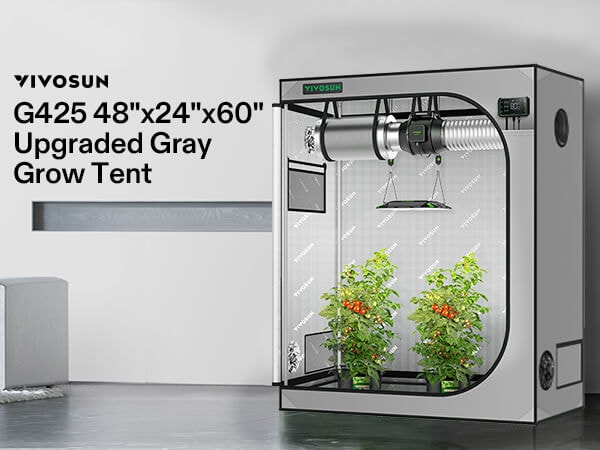 VIVOSUN Gray 4x4 Grow Tent, VST-G448 Upgraded Professional Mylar Hydroponic  Tent 48 x 48 x 80