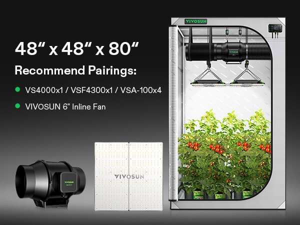 VIVOSUN Gray 4x4 Grow Tent, VST-G448 Upgraded Professional Mylar Hydroponic  Tent 48 x 48 x 80