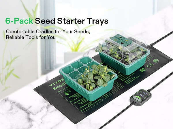 TONYFUL 60-Cell Seed Starter Tray With Grow Light & Humidity Dome - Indoor Gardening Kit