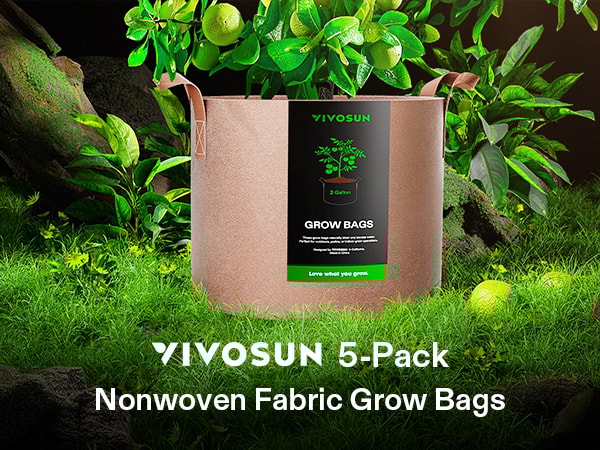 Vivosun Grow Bags with Strap Handles Tan 5-Pack