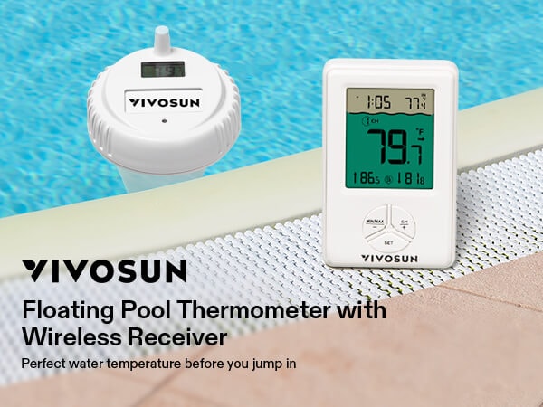 Pool Thermometer in blau mit Schöpfbecher