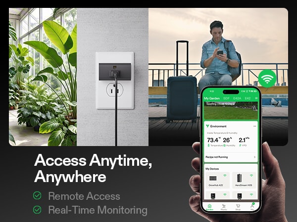 GrowHub E42A Controller, smarter WLAN-Controller mit Temperatur-, Feuchtigkeits-, Timer-, Zyklus- und Zeitplansteuerung, für die Kühlung und Belüftung von der Growbox