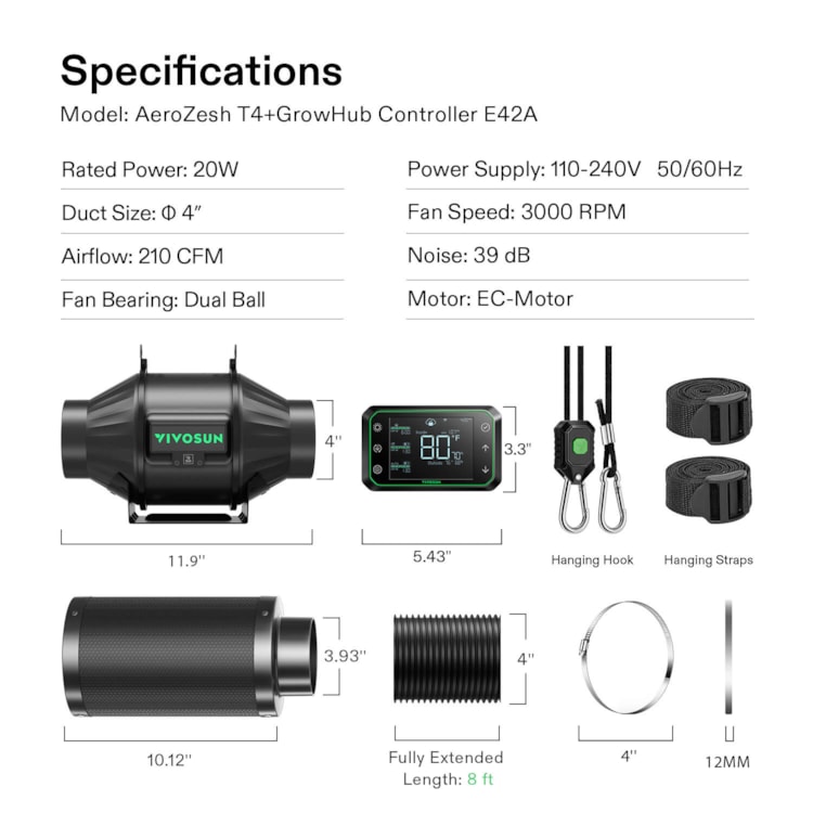 AC INFINITY AIR FILTRATION KIT PRO 8, Inline Fan, Smart Controller, Carbon  Filter & Ducting Combo - Year-Round Garden