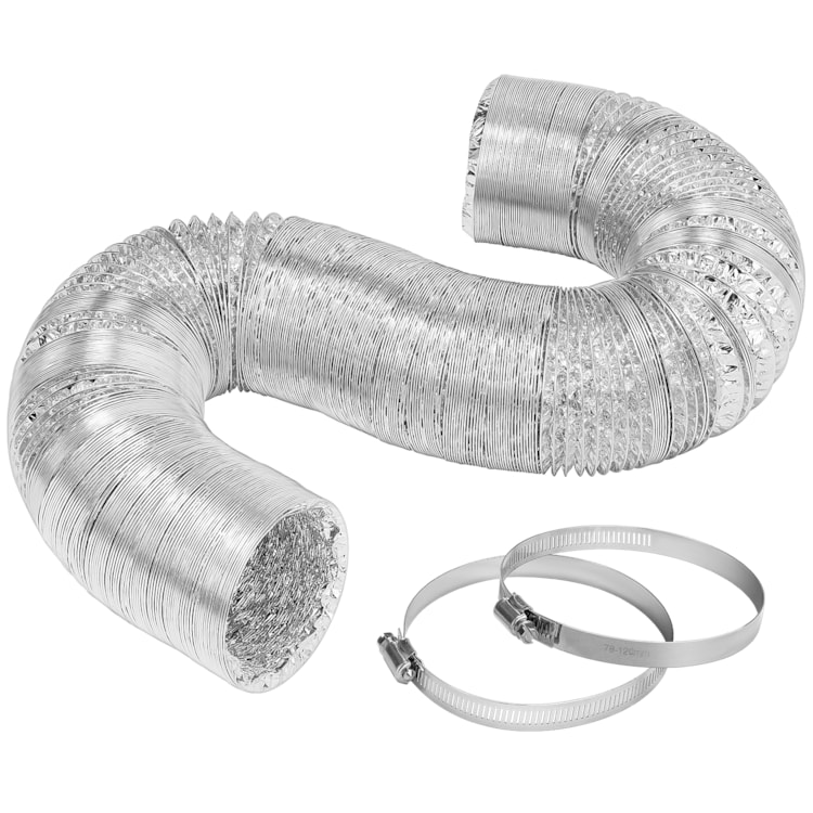 VIVOSUN 4 Inch 16 Feet Non-Insulated Flex Air Aluminum Ducting for HVAC  Ventilation with 2 Stainless Steel Clamps