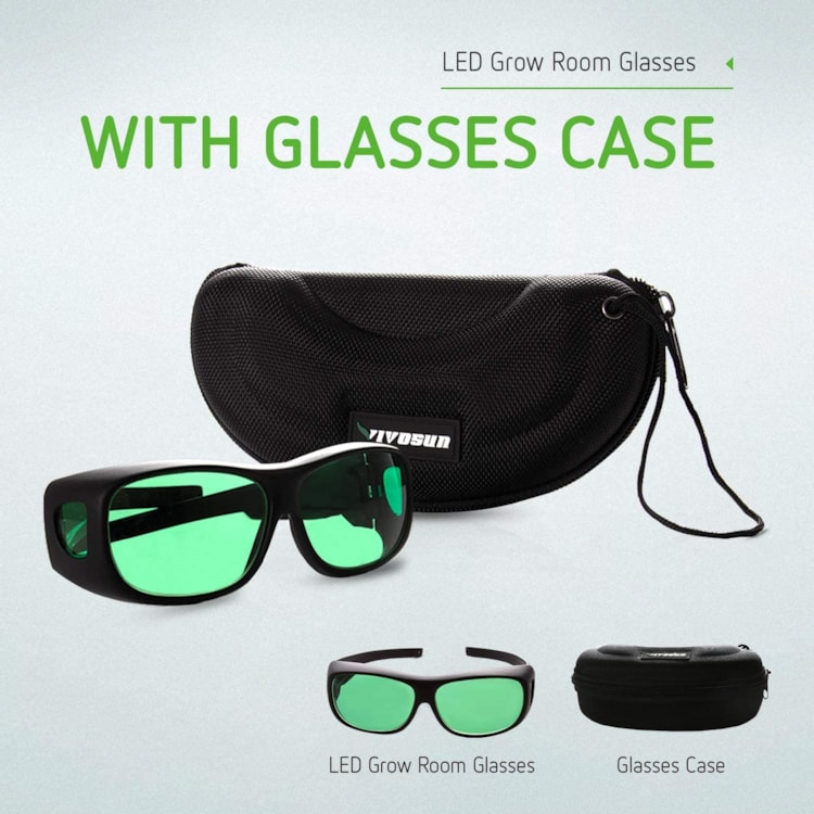 VIVOSUN 2-Pack Indoor Hydroponics LED Grow Room Glasses with Glasses Case 