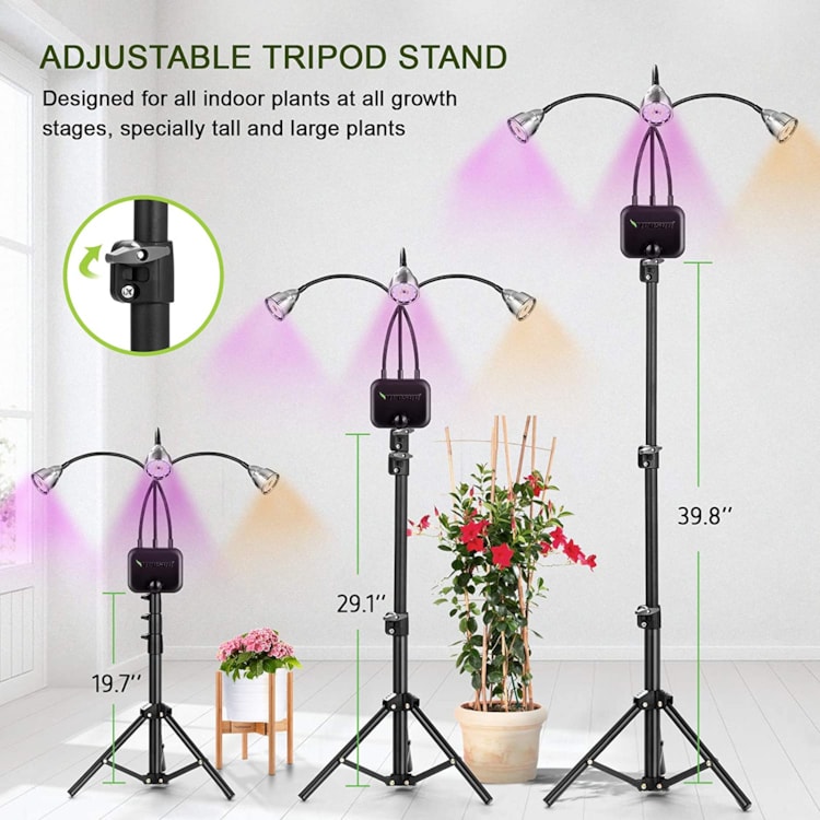 Details about   Grow Light with Stand 5500K Tri-Head Plant Light for Indoor Plants 60W Full & 