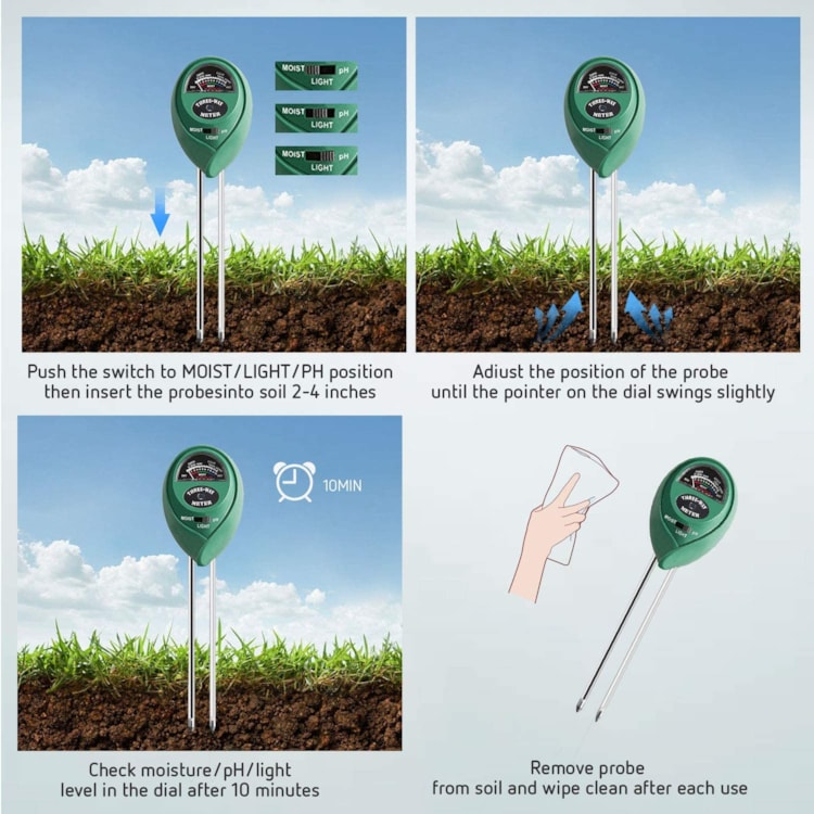 pH Tester VIVOSUN 3 in 1 Soil Tester Moisture Meter for Gardening and Planting 