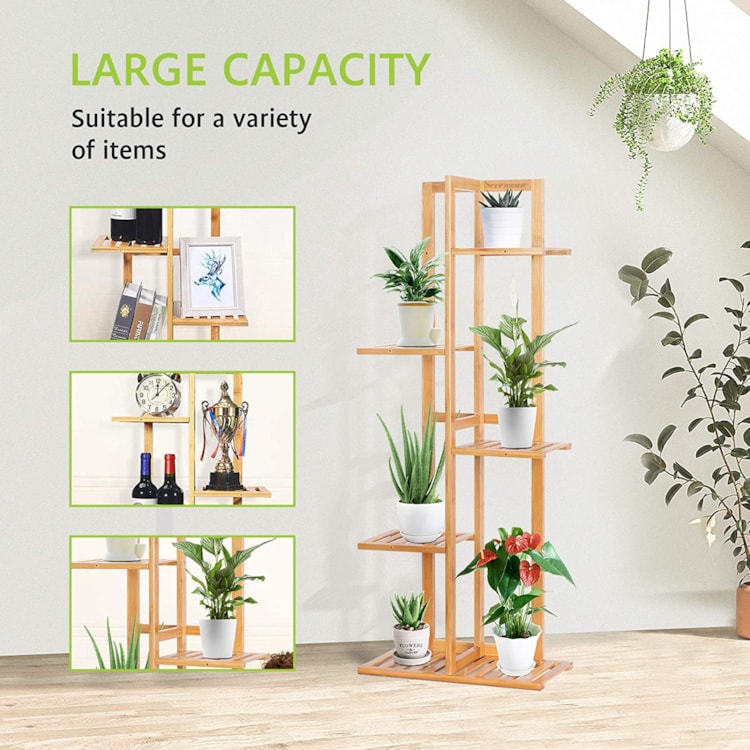 Tall Plant Shelf Indoor with Detachable Wheels Plant Rack Outdoor Multiple Flower Pot Holder VIVOSUN Bamboo Plant Stand 6 Tier 6 Potted for Indoor Plants 