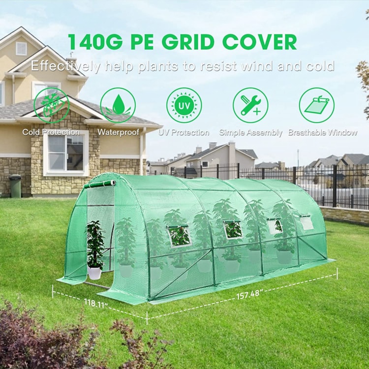 VIVOSUN 13x10x6.6 ft. Walk-in Greenhouse Tunnel Hot House for Outdoor Plant  Gardening