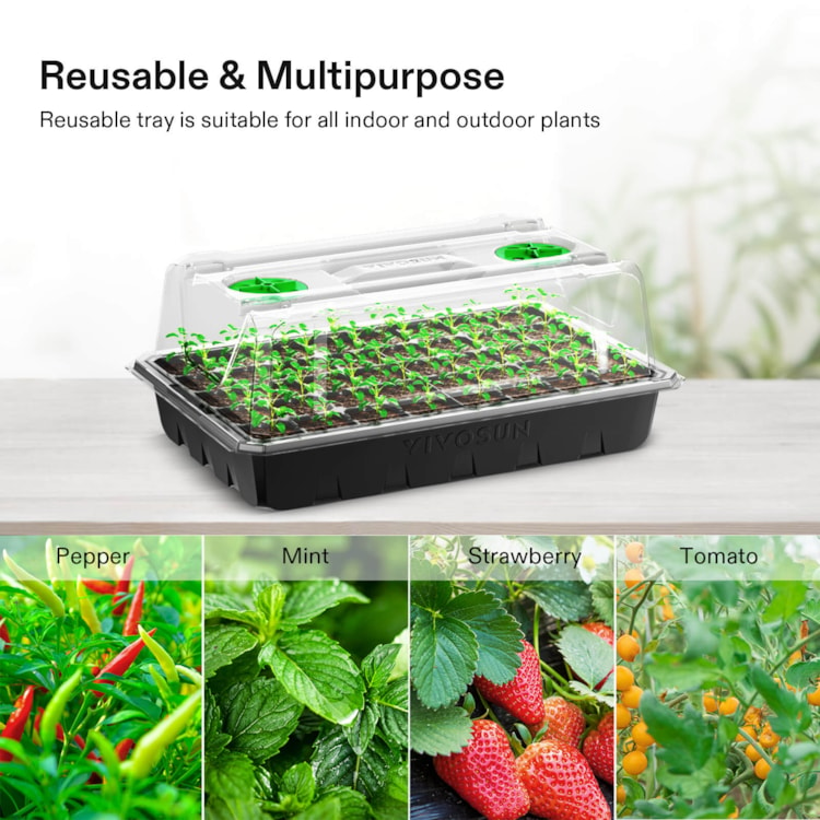 6-Pack Seed Starter Trays, 240-Cell Seed Starter Kit with Humidity Dome