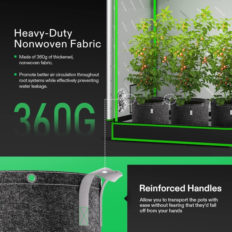LotFancy 5Pack 10 Gallon Grow Bags, Nonwoven Plant Fabric Pots,Garden  Vegetable Planter Container