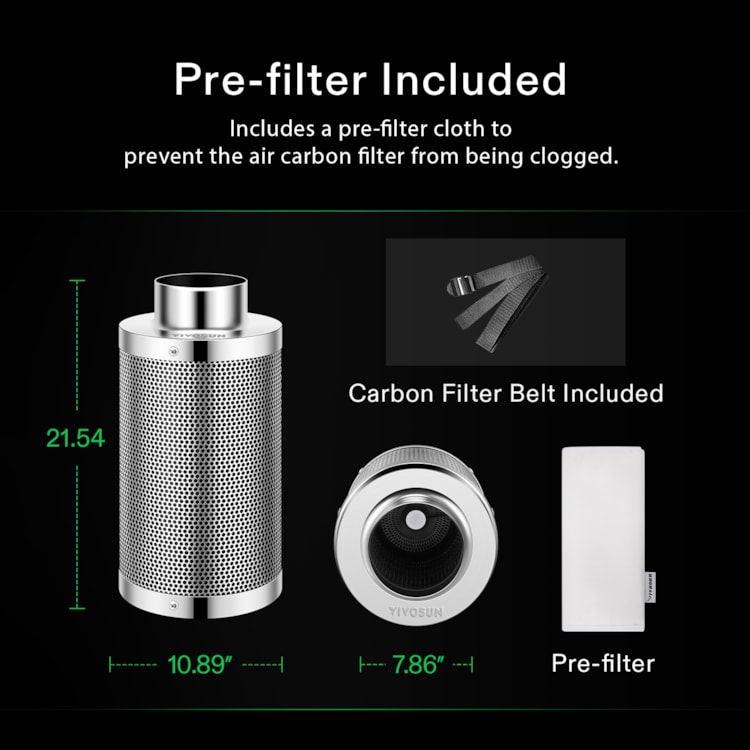 Prefilter Included Reversible Flange iPower 8 Inch Air Carbon Filter with Australian Activated C for Inline Duct Fan Indoor Plants Grow Tent Odor Control Scrubber 