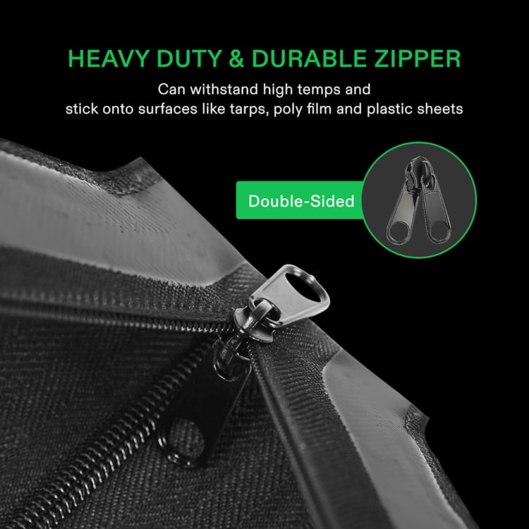 One Pack 3 in x 7 ft Heavy Duty Zipper for Tarp, Double-Side Indoor Outdoor Dust Barriers Peel & Stick Zipper Black