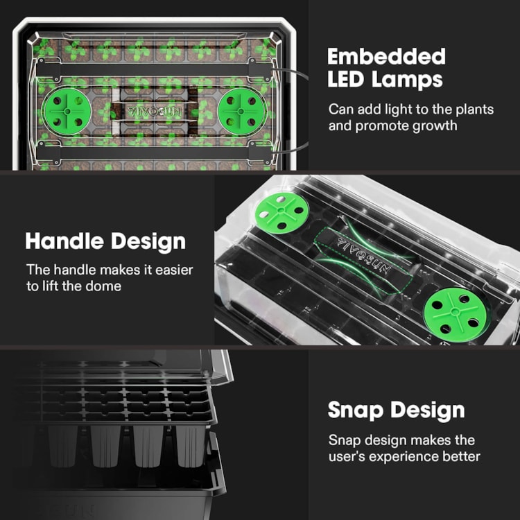 6-Pack Seed Starter Trays, 240-Cell Seed Starter Kit with Humidity Dome