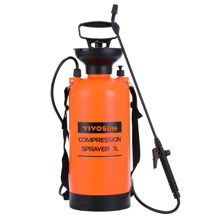 1.85-Gallon Pump Pressure Sprayer, Pressurized Lawn & Garden Water Spray Bottle with Adjustable Shoulder Strap, for Spraying Plants, Garden Watering A