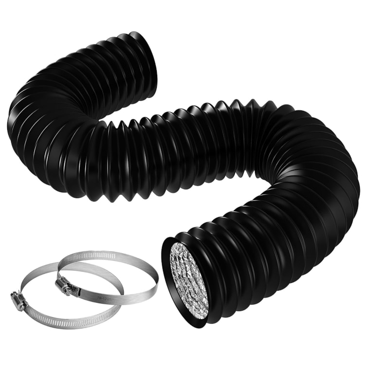 VIVOSUN 6 Inch 8 Feet Black Non-Insulated Flex Air Aluminum Ducting for  Ventilation w/ 2pcs 6 Inch Stainless Steel Clamps
