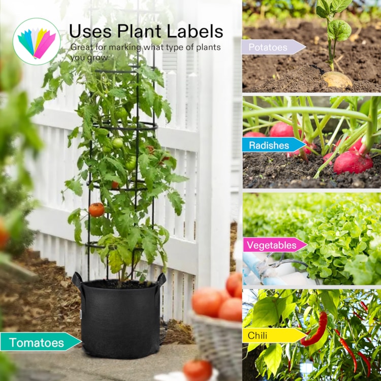 VIVOSUN 5-Pack Tan Plant Fabric Pots Grow Bags w/ Handles 3,5,7,10,15,30 Gallon 