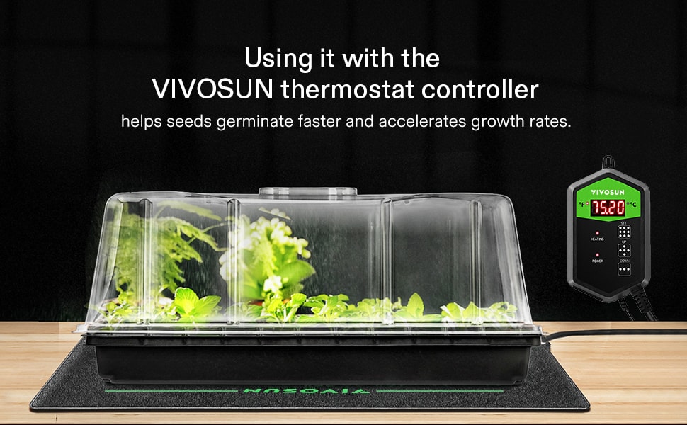 VIVOSUN 3 x 20 Seedling Heat Mat and Digital Thermostat Combo Set, UL &  MET-Certified Heating Pad for Hydroponic, Kombucha Tea, Brewing