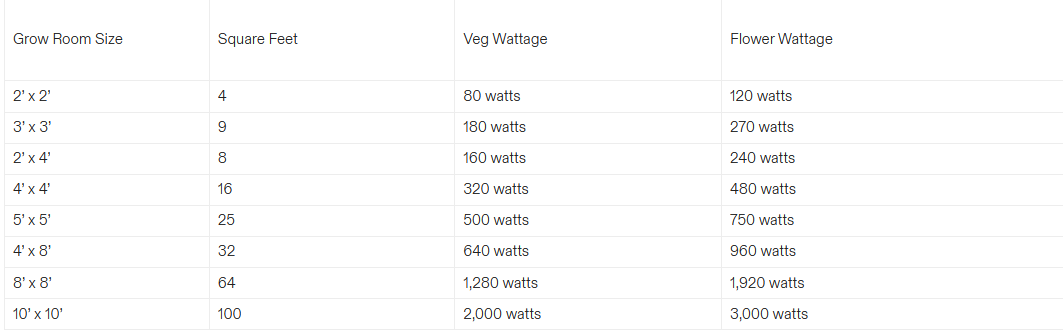 the Relationship between Grow Room Size and Light Wattage