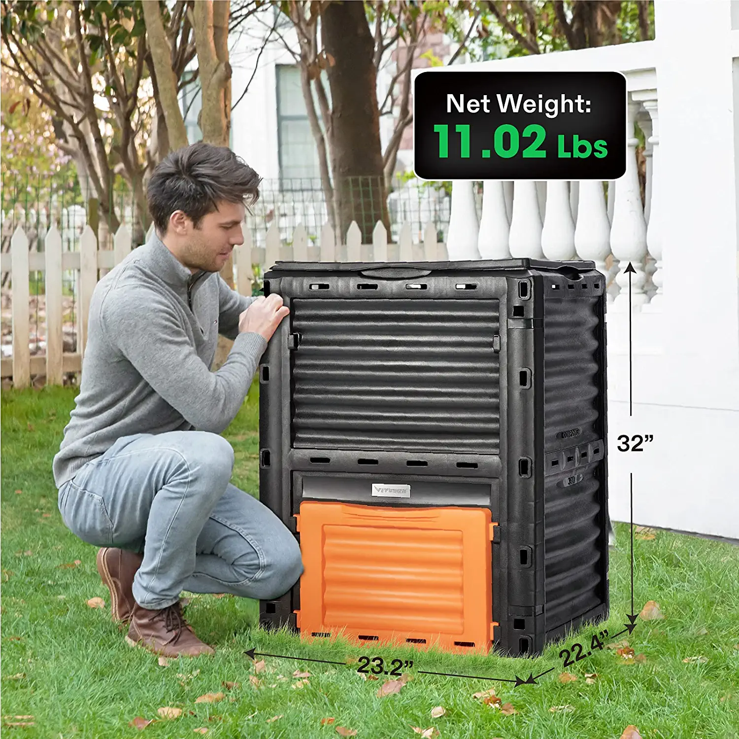 VIVOSUN Compost Bin 80Gallon (300L), Outdoor Composter W/ Large Capacity & Easy Assembling, Compost Barrel for Fast Creation of Fertile Soil