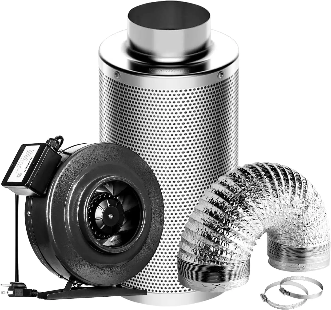 VIVOSUN 8-Inch 740 CFM Inline Duct Fan Kit with Carbon Filter and Ducting